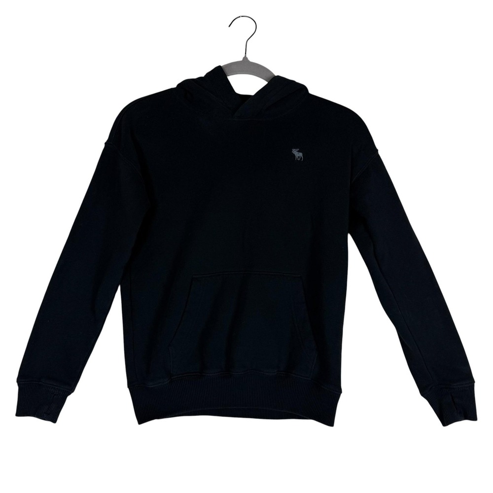 Abercrombie Kids Hoodie Sweatshirt Kids 9-10 Black Pullover Fleece Logo